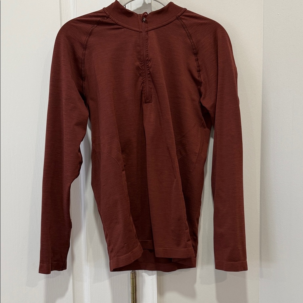 Alphalete Burgundy/Maroon Long Sleeve quarter zip. Size L